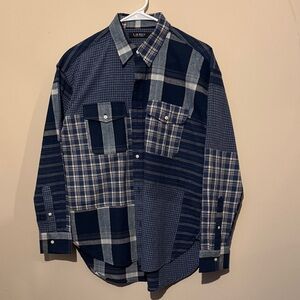 Ralph Lauren Womens Navy Patchwork Shirt